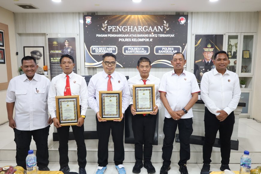 Sukses Ungkap Kasus Narkotika, Satresnarkoba  Polres Bangkalan Raih Peringkat 3 Terbaik se Jajaran Polda Jatim