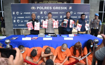 Polres Gresik Tangkap Sembilan Tersangka Narkoba, Ratusan Gram Sabu dan 171 Butir Inex Diamankan