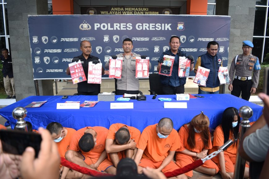 Polres Gresik Tangkap Sembilan Tersangka Narkoba, Ratusan Gram Sabu dan 171 Butir Inex Diamankan