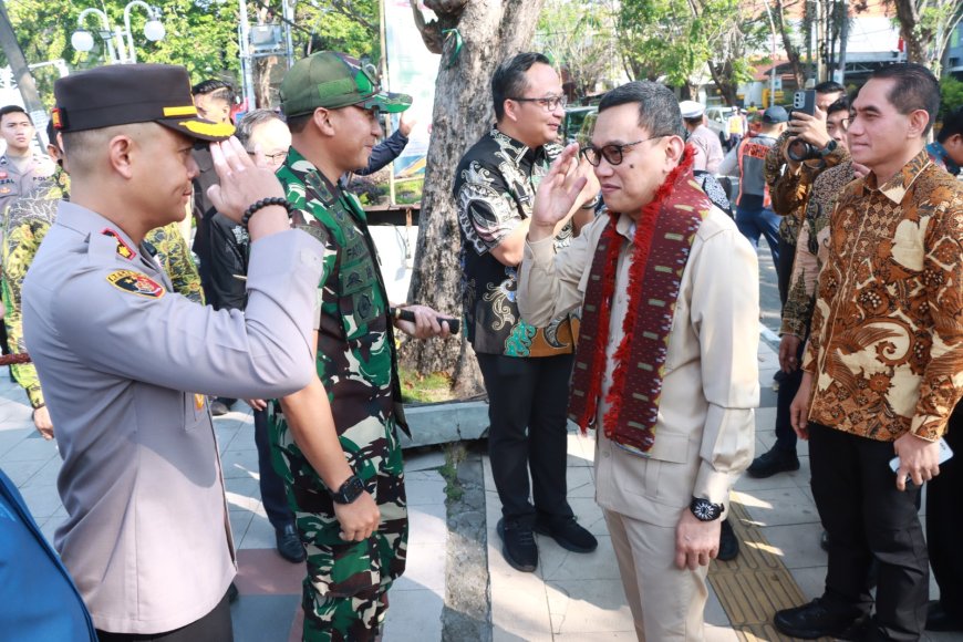 Kapolres Gresik Bersama Forkopimda Hadiri Launching "Desa Migran Emas" oleh Menteri P2MI Abdul Kadir Karding
