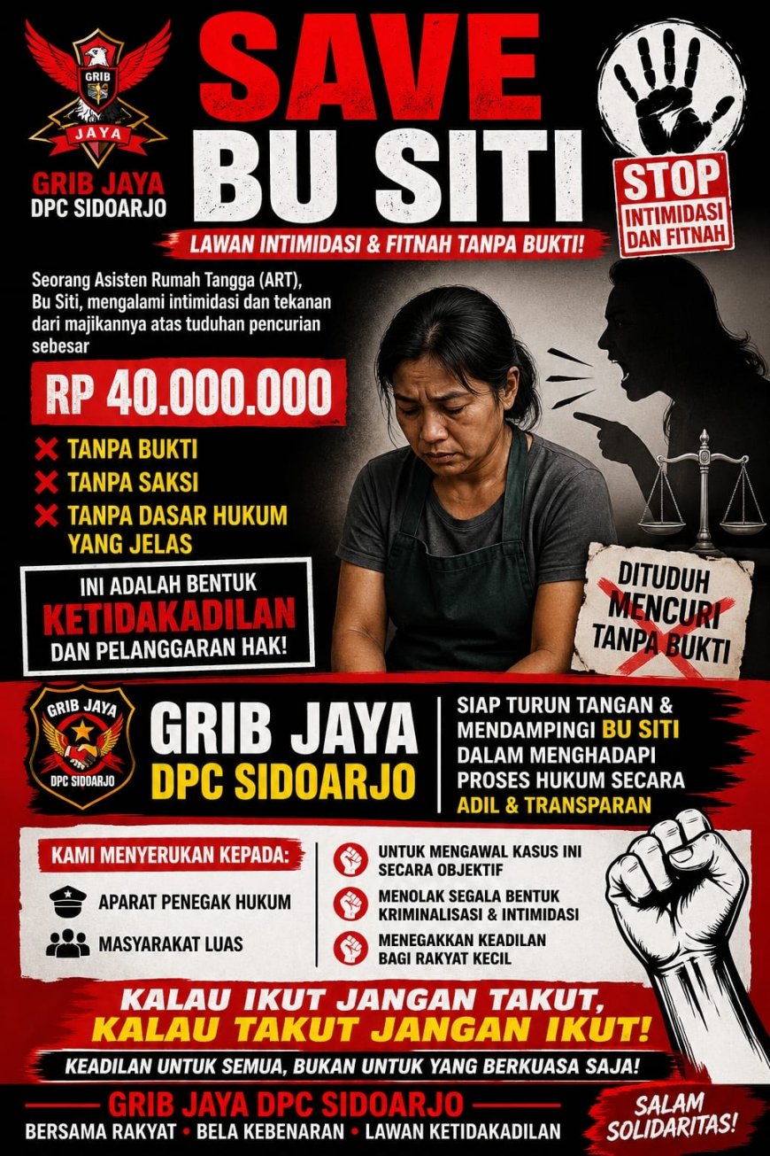 GRIB Jaya Sidoarjo Pasang Badan, Kecam Dugaan Kriminalisasi ART Atas Tuduhan Pencurian Tanpa Bukti