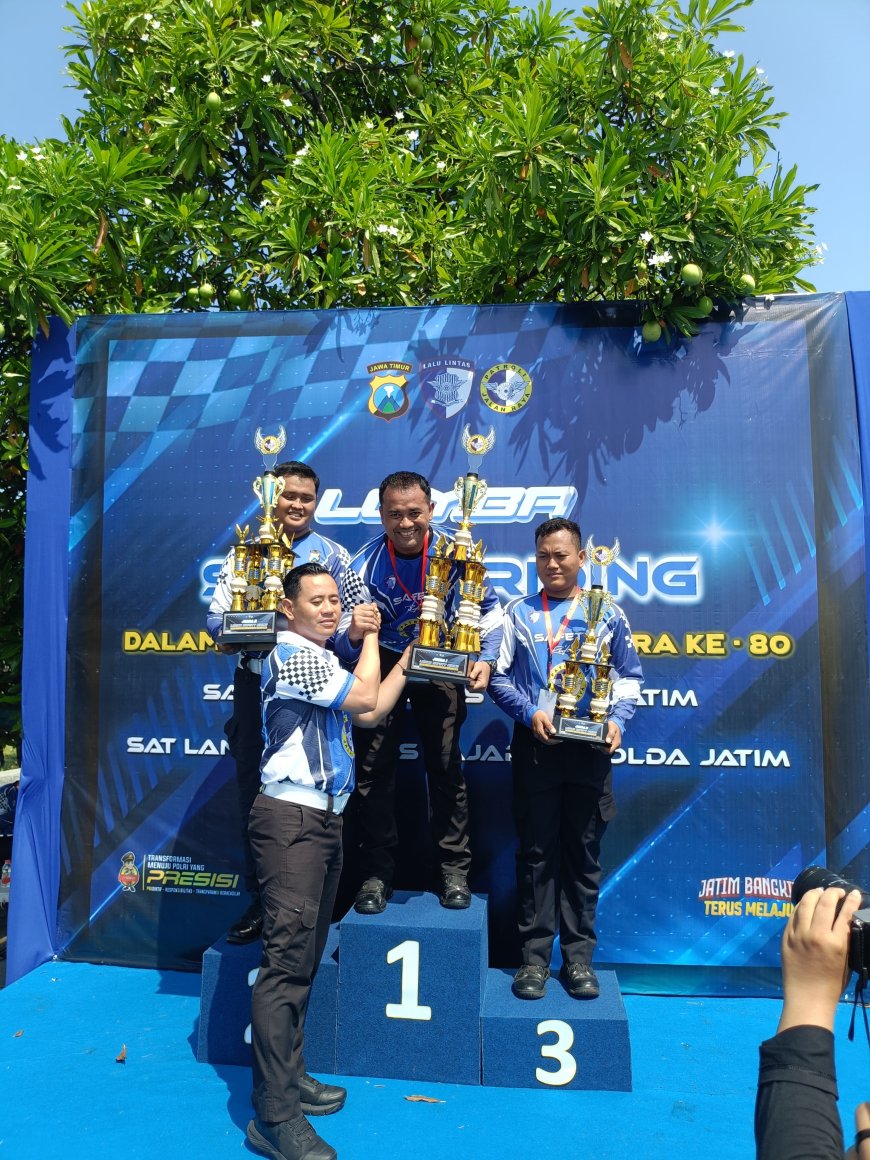 Satlantas Polres Gresik Berprestasi, Aiptu Bambang Juara 1 Safety Riding Hari Bhayangkara ke-80