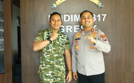 Perkokoh Sinergi TNI-Polri, Kapolres Gresik Silaturahmi ke Makodim 0817 dan Koramil Kota