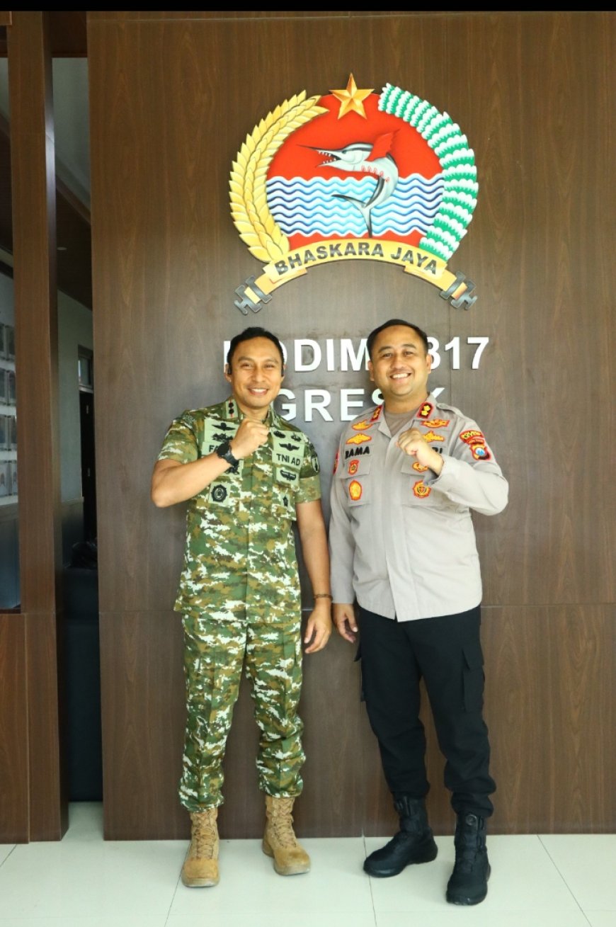 Perkokoh Sinergi TNI-Polri, Kapolres Gresik Silaturahmi ke Makodim 0817 dan Koramil Kota