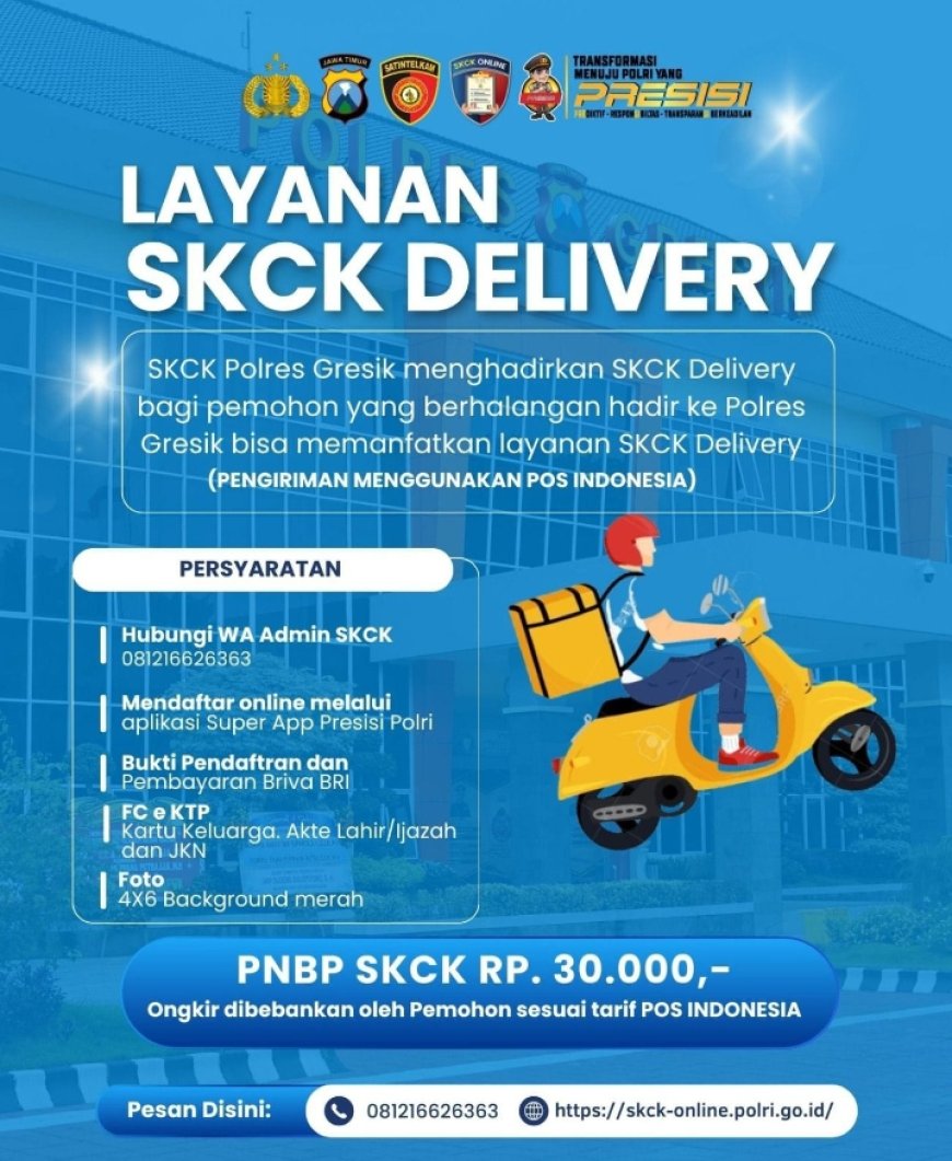 Polres Gresik Hadirkan Layanan SKCK Delivery Untuk mempermudah Masyarakat